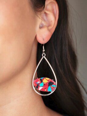 Tropical Terrazzo - Red Earrings - Vintage